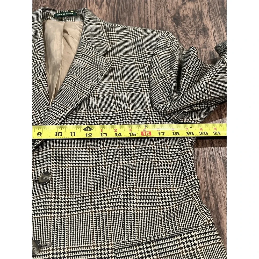 Lauren Ralph Lauren 100% Lambswool Blazer Men Size 40S Plaid Two Button